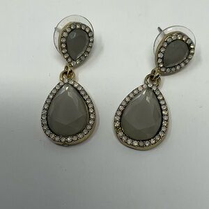 Dainty Grey and Gem Drop Earrings